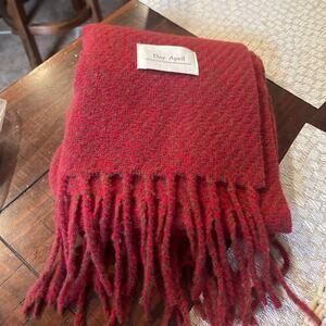 Day April  unisex red and brown Chinese silk scarf